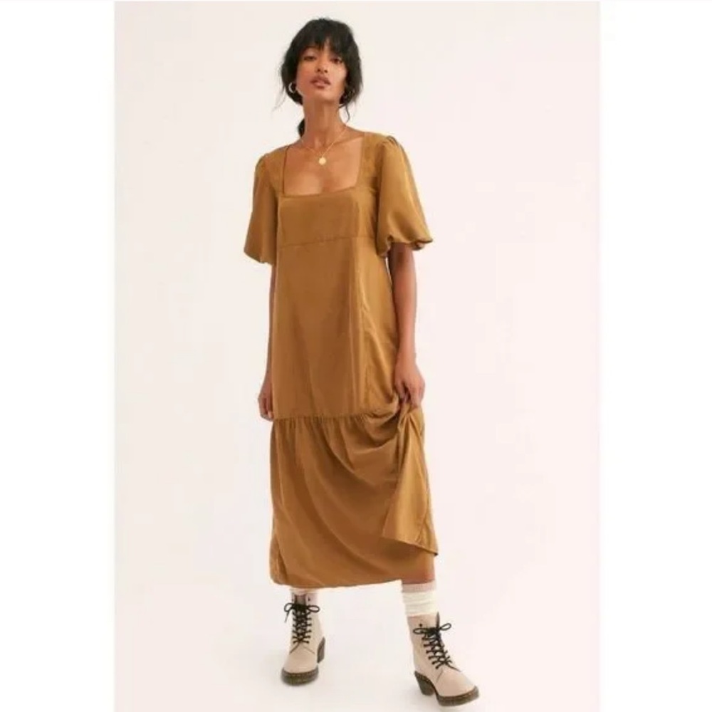 Free People Jordan Puff Sleeve Midi Dress